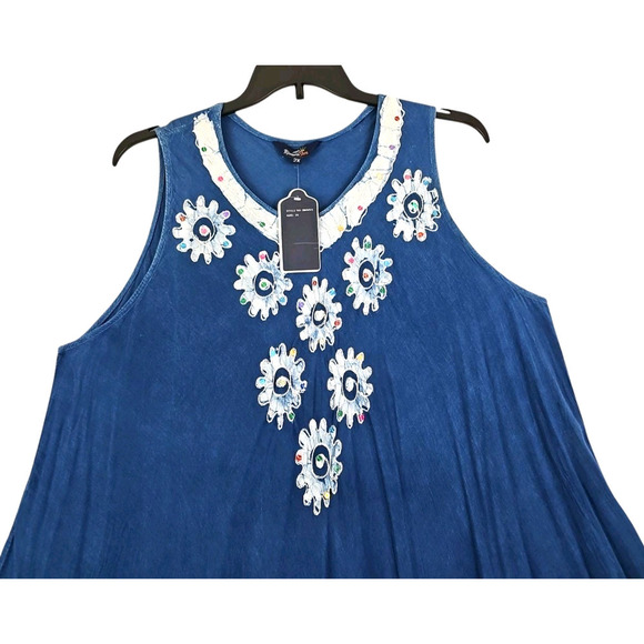 Riviera Sun ~Woman Plus Sizw 2X~ Blue Embroidered Sequin Maxi Flare Dress NWT. - Picture 13 of 15